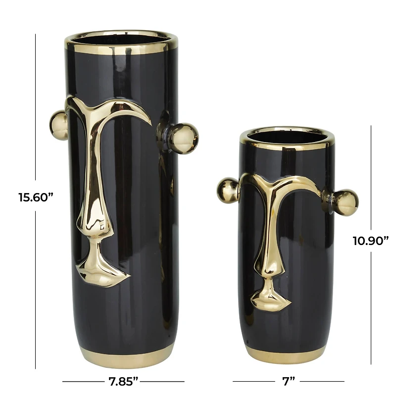 The Novogratz Black Stoneware Modern Abstract Vase,