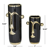 The Novogratz Black Stoneware Modern Abstract Vase,