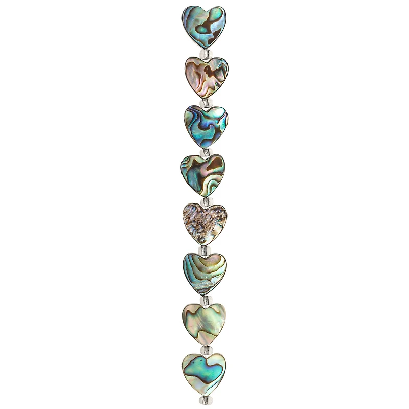 Aurora Borealis Abalone Heart Beads, 14mm by Bead Landing™