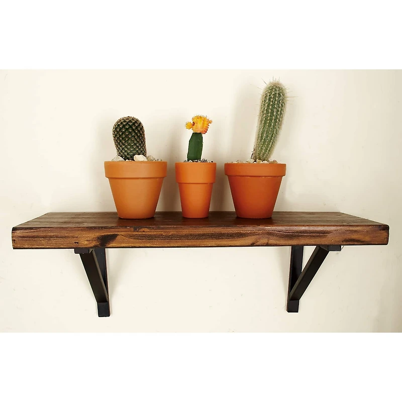 Brown Wood Industrial Wall Shelf Set