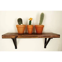 Brown Wood Industrial Wall Shelf Set