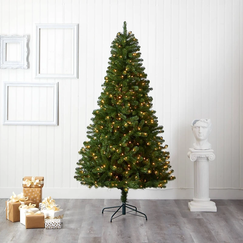 7.5ft. Pre-Lit Virginia Fir Artificial Christmas Tree, Clear Lights