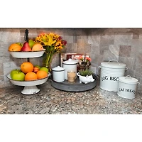 Hello Honey® 17" White Distressed 2-Tier Enameled Metal Tray