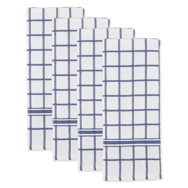DII® French Blue Windowpane Terry Dishtowels, 4ct.
