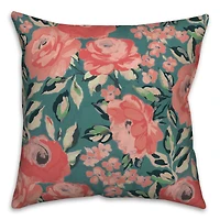 Pink and Red Flowers 18" x 18" Indoor / Outdoor Pillow