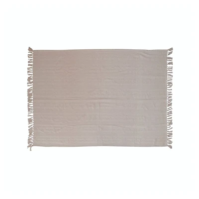 Hello Honey® Taupe Woven Recycled Cotton Throw with Fringe