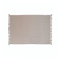 Hello Honey® Taupe Woven Recycled Cotton Throw with Fringe