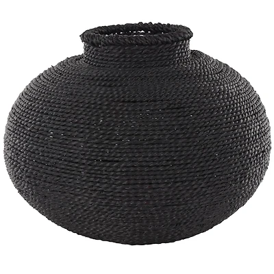 15" Black Metal Handmade Wrapped Vase