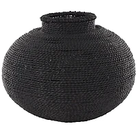 15" Black Metal Handmade Wrapped Vase
