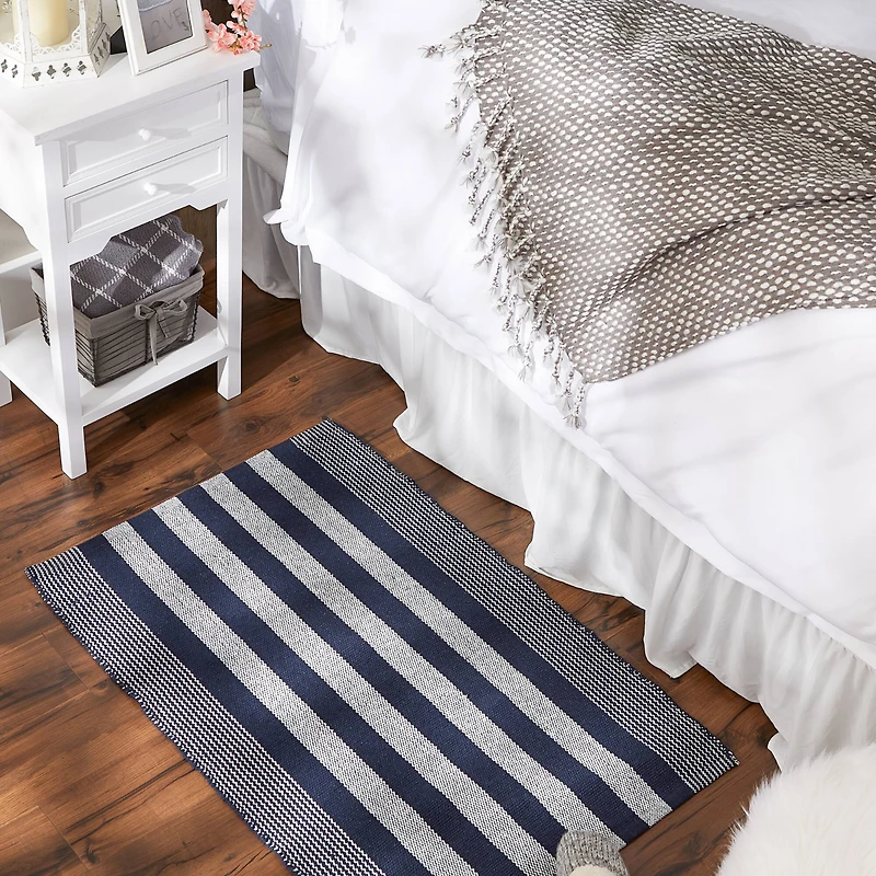 DII® Cabana Stripe Handwoven Recycled Yarn Rug