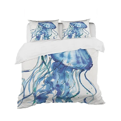 Designart 'Blue Deep Sea X' Coastal Bedding Set