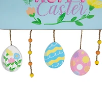 Hoppy Easter Bunny with Eggs Wooden Wall Sign