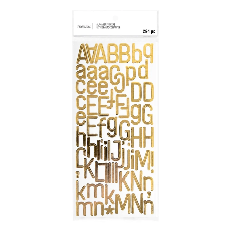 12 Pack: Gold Foil Skinny Alphabet Stickers by Recollections™