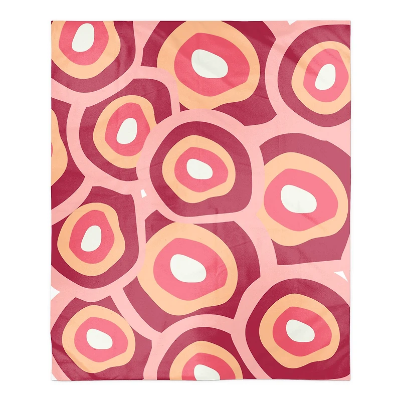 Funky Circles Pattern 50" x 60" Coral Fleece Blanket