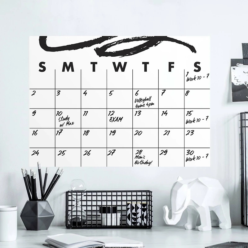 RoomMates Doodle Dry Erase Calendar Peel & Stick Wall Decal