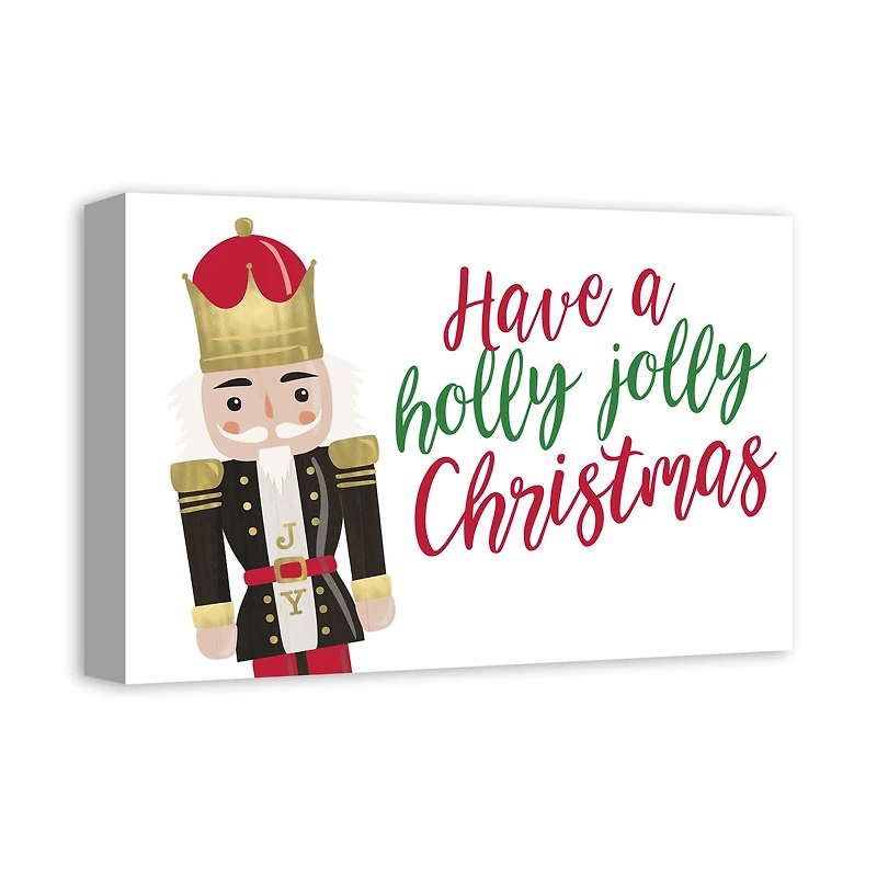Holly Jolly Nutcracker 18x12 Canvas Wall Art