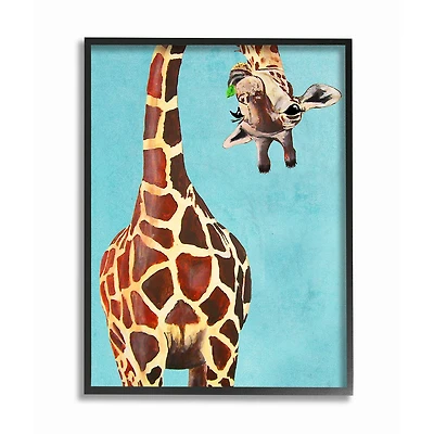 Stupell Industries Curious Giraffe Chewing Leaves in Black Frame Wall Art