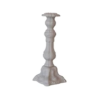 Hello Honey® 12" Gray Embossed Cast Aluminum Taper Candleholder