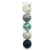5 Pack 2.2" Blue & Silver Snowflake Shatterproof Ball Ornaments by Ashland®