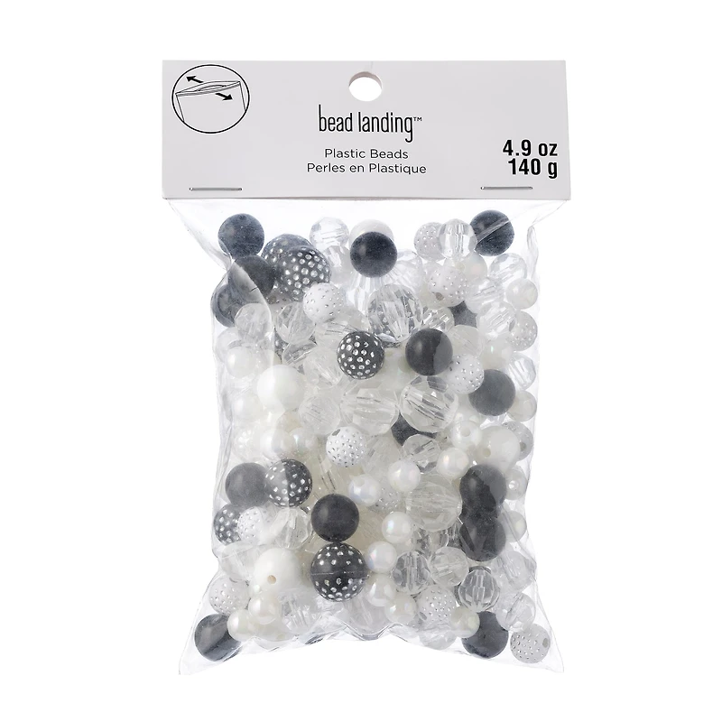 12 Pack: Mixed Black, Clear & White Craft Beads by Bead Landing™