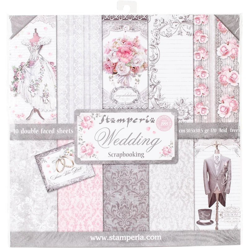 Stamperia Wedding Double-Sided Paper Pad, 12'' x 12''