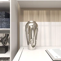 15" Silver Aluminum Melting Drip Vase