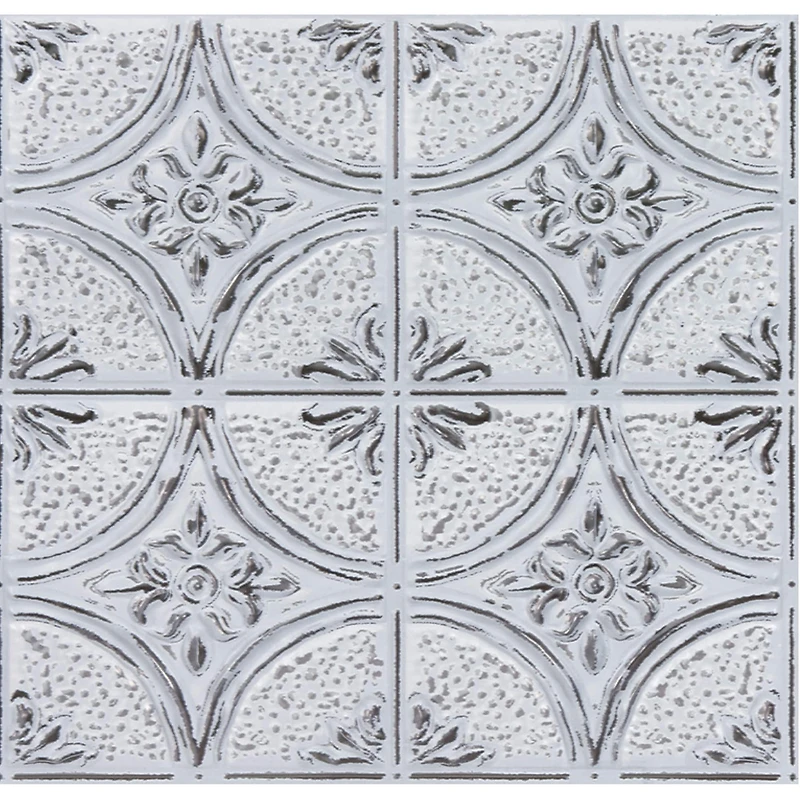 InHome Camden Antique White Faux Tin Peel & Stick Backsplash Tiles