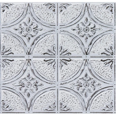 InHome Camden Antique White Faux Tin Peel & Stick Backsplash Tiles
