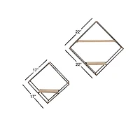 Set of 2 Black Metal Industrial Wall Shelf, 22", 17"