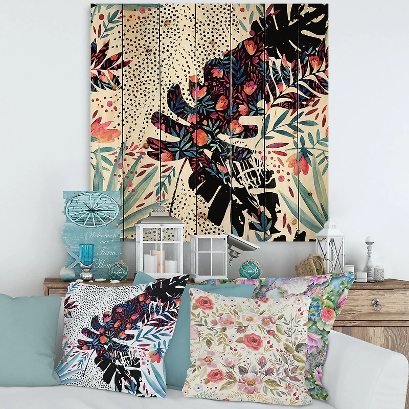 Designart - Tropical Floral Patchwork I