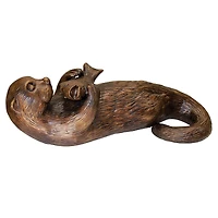 Design Toscano 30" Cast Bronze Lazy Otter with Fish Garden Statue