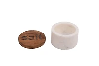 Hello Honey® Black & White Marble Salt & Pepper Pots with Wood Lids Set