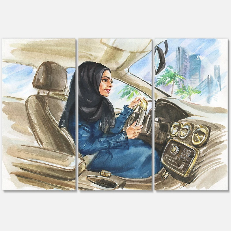 Designart - Arabian Woman Driving A Car I