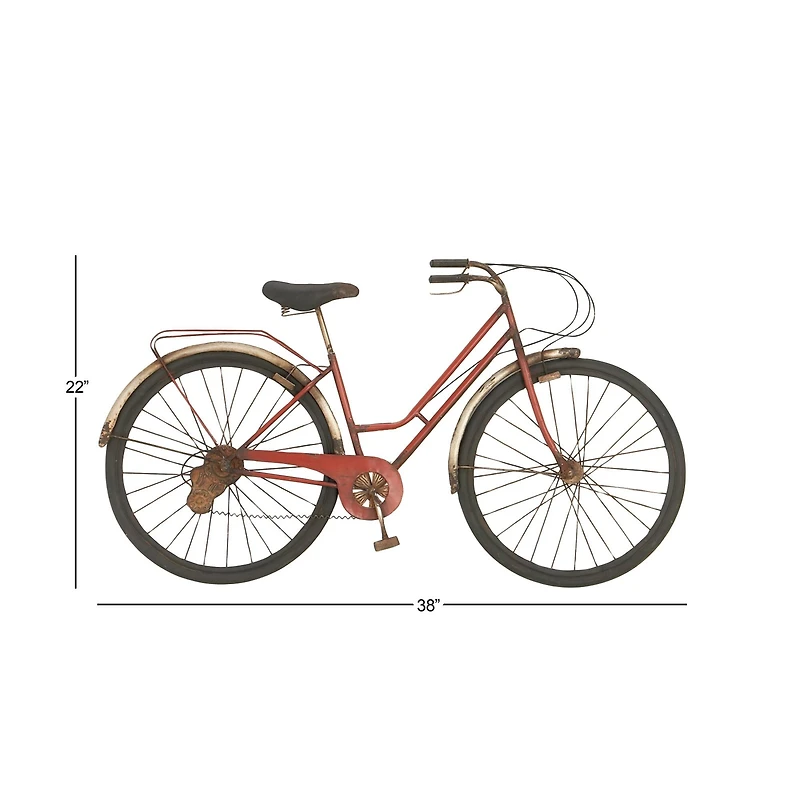 Red Rustic Metal Bicycle Wall Accent