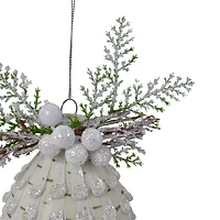 5" Cedar & Berries White Finial Christmas Ornament
