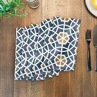 Blue and Yellow Circle Hex 10" x 10" Cotton Twill Napkin