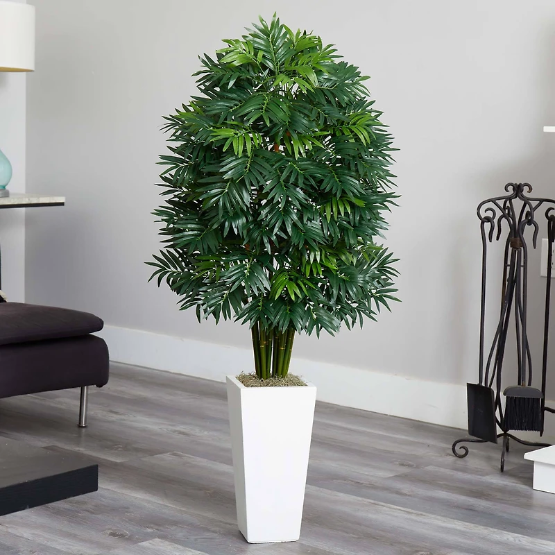 4ft. Mini Bamboo Palm Tree in White Tower Planter