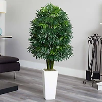 4ft. Mini Bamboo Palm Tree in White Tower Planter