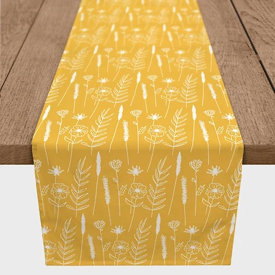Golden Wheat Flower 16" x 90" Cotton Twill Runner