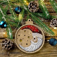 Wonderland Crafts Santa Moon Ornament Bead Embroidery on Wood Kit
