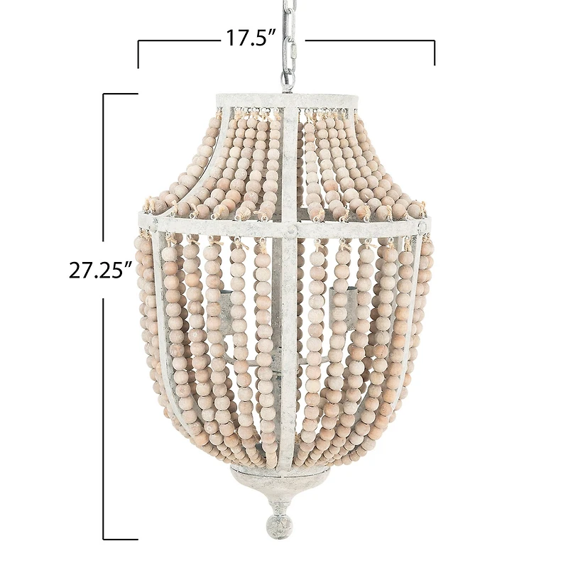 Hello Honey® 27" Metal Chandelier With Wood Beads