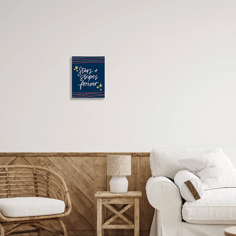 Stupell Industries Stars Stripes Forever Americana Independence Day Wall Plaque Art