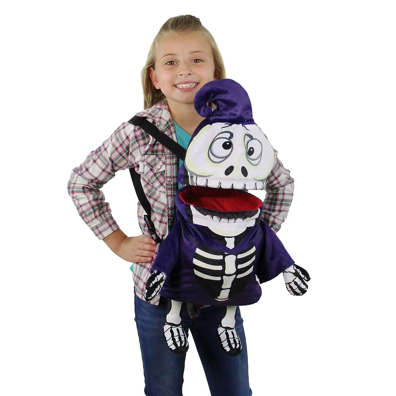 24" Purple & Black Skeleton Child Halloween Trick or Treat Bag
