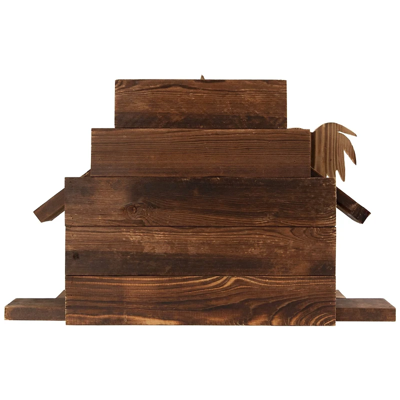 Wooden Nativity Stable with Star and Palm Tree - 22"