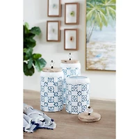 White & Blue Metal Farmhouse Decorative Jar Set