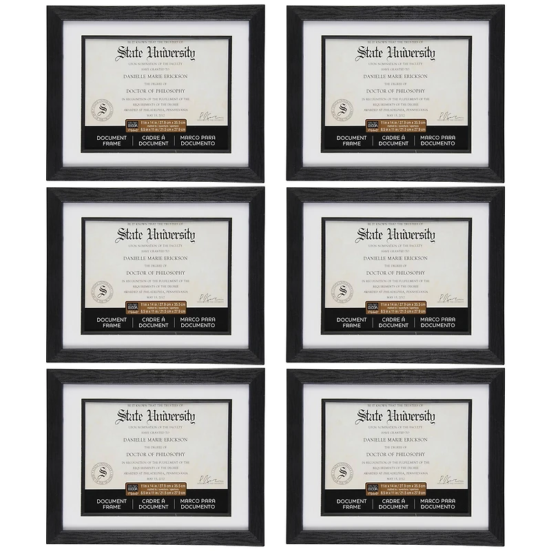 6 Pack: Black 8.5" x 11" Document Frame with Mat by Studio Décor®