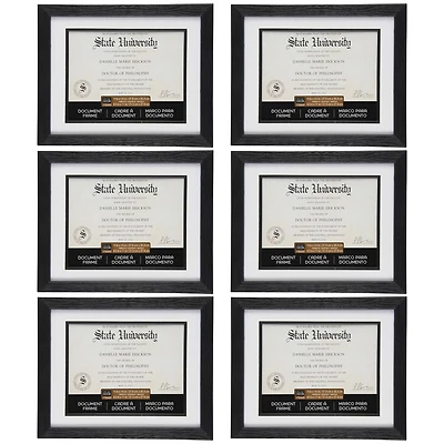 6 Pack: Black 8.5" x 11" Document Frame with Mat by Studio Décor®