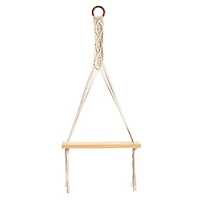 14" x 24" Handmade Macrame Wall Hanging with Wooden Shelf