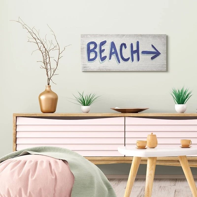 Stupell Industries Beach This Way Arrow Canvas Wall Art