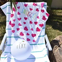 Rae Dunn Snuggle Hearts Kids Hooded Towel & Beach Ball Set